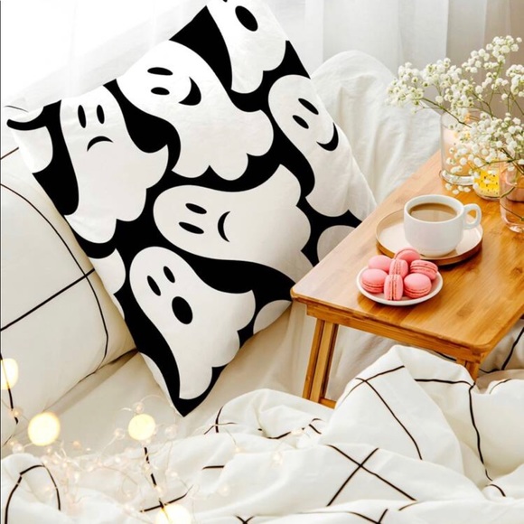 Black and White Ghost Pillow Covef - Picture 3 of 4